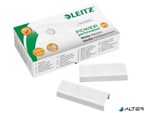 Tűzőkapocs, 24/6, LEITZ "P3", fehér