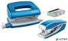Tűzőgép és lyukasztó szett, 10 lap, fém, LEITZ "Wow Mini", kék