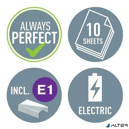 Tűzőgép, elektromos, No.10, 10 lap, LEITZ "Wow", fehér
