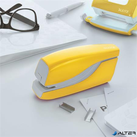 Tűzőgép, elektromos, No.10, 10 lap, LEITZ "Wow", sárga