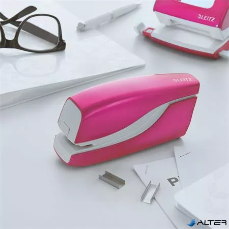 Tűzőgép, elektromos, No.10, 10 lap, LEITZ "Wow", rózsaszín