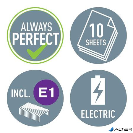 Tűzőgép, elektromos, No.10, 10 lap, LEITZ 'Wow', rózsaszín