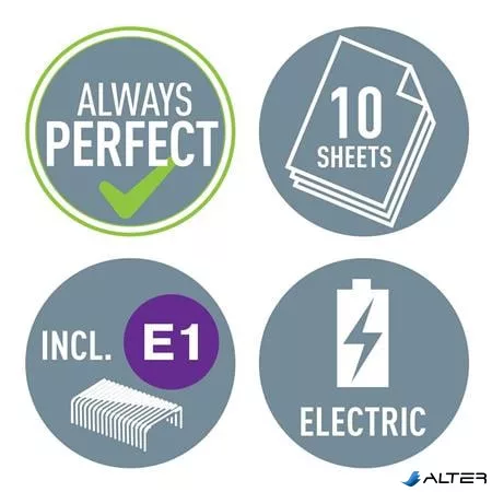 Tűzőgép, elektromos, No.10, 10 lap, LEITZ "Wow", világoskék