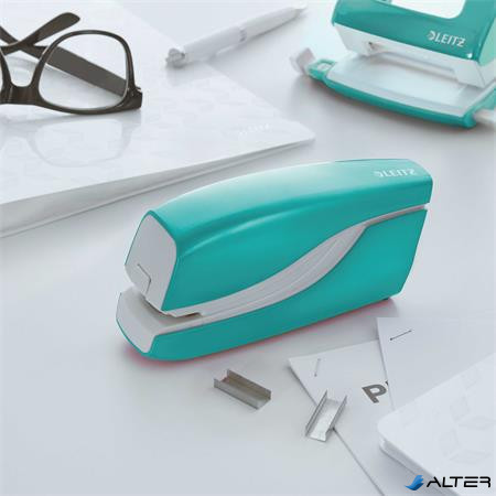 Tűzőgép, elektromos, No.10, 10 lap, LEITZ "Wow", jégkék