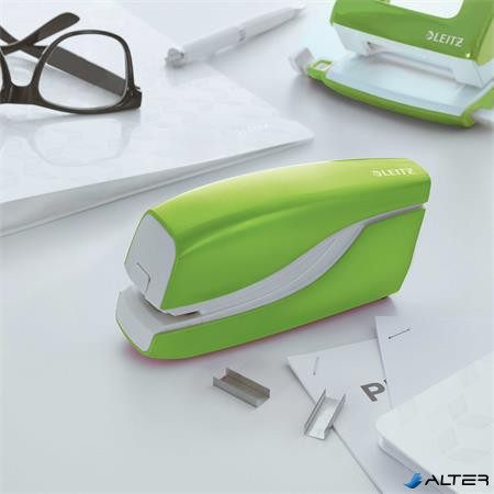 Tűzőgép, elektromos, No.10, 10 lap, LEITZ "Wow", zöld