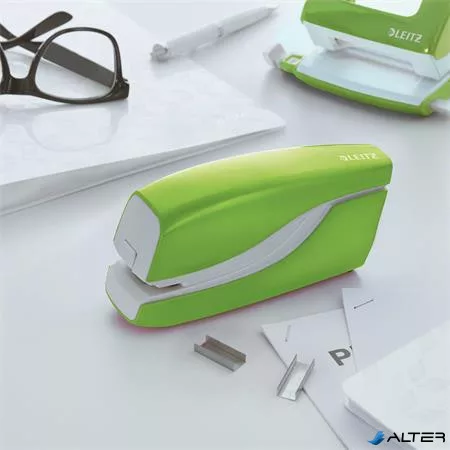 Tűzőgép, elektromos, No.10, 10 lap, LEITZ "Wow", zöld