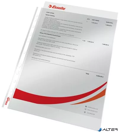 Genotherm, lefűzhető, A4, 55 mikron, víztiszta felület, ESSELTE "Luxus"