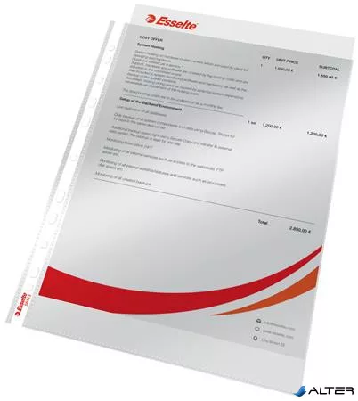 Genotherm, lefűzhető, A4, 75 mikron, víztiszta felület, ESSELTE "Luxus"