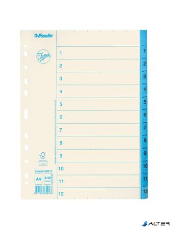Regiszter, karton, A4, 1-12, ESSELTE, fehér