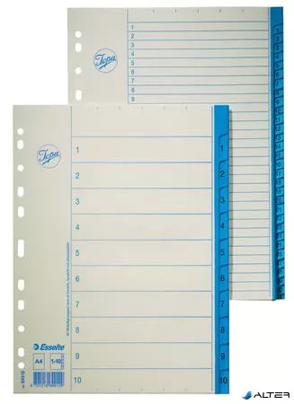 Regiszter, karton, A4, 1-12, ESSELTE, fehér