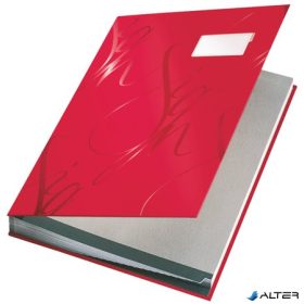   Aláírókönyv, A4, 18 részes, karton, LEITZ "Design", piros