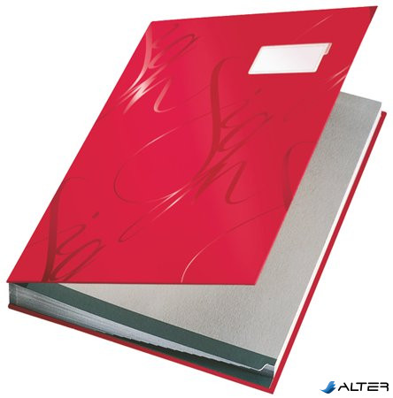Aláírókönyv, A4, 18 részes, karton, LEITZ "Design", piros