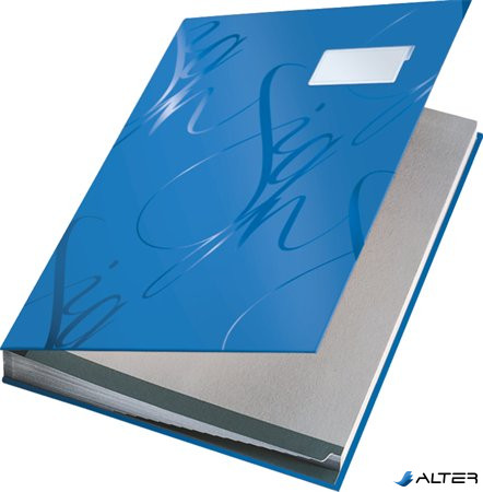 Aláírókönyv, A4, 18 részes, karton, LEITZ "Design", kék