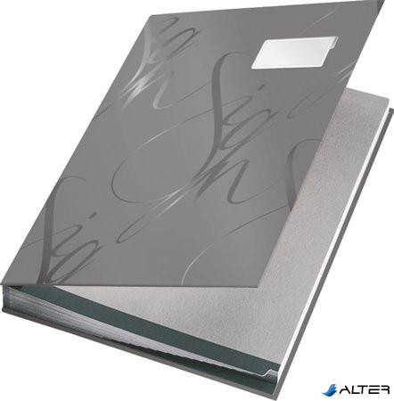 Aláírókönyv, A4, 18 részes, karton, LEITZ "Design", szürke