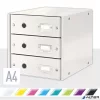 Irattároló, laminált karton, 3 fiókos, LEITZ "Click&Store", fehér