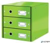 Irattároló, laminált karton, 3 fiókos, LEITZ "Click&Store", zöld