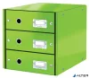 Irattároló, laminált karton, 3 fiókos, LEITZ "Click&Store", zöld