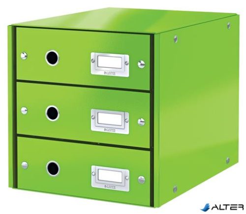 Irattároló, laminált karton, 3 fiókos, LEITZ "Click&Store", zöld