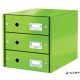 Irattároló, laminált karton, 3 fiókos, LEITZ "Click&Store", zöld
