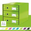 Irattároló, laminált karton, 3 fiókos, LEITZ "Click&Store", zöld