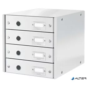   Irattároló, laminált karton,  4 fiókos, LEITZ "Click&Store", fehér