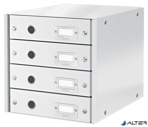 Irattároló, laminált karton,  4 fiókos, LEITZ "Click&Store", fehér