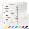 Irattároló, laminált karton,  4 fiókos, LEITZ "Click&Store", fehér