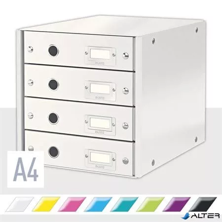 Irattároló, laminált karton,  4 fiókos, LEITZ "Click&Store", fehér