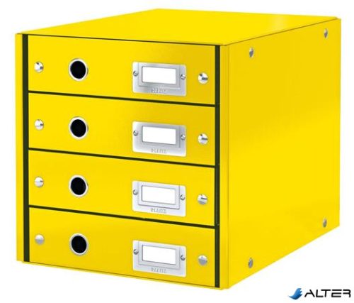 Irattároló, laminált karton, 4 fiókos, LEITZ "Click&Store", sárga