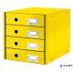 Irattároló, laminált karton, 4 fiókos, LEITZ "Click&Store", sárga
