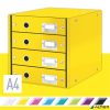 Irattároló, laminált karton, 4 fiókos, LEITZ "Click&Store", sárga