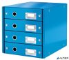 Irattároló, laminált karton, 4 fiókos, LEITZ "Click&Store", kék