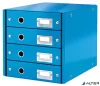 Irattároló, laminált karton, 4 fiókos, LEITZ "Click&Store", kék