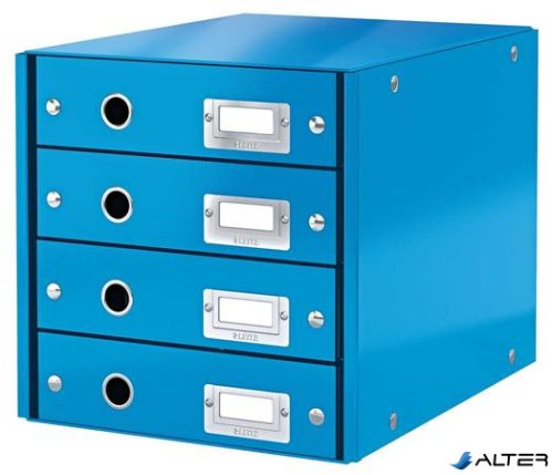 Irattároló, laminált karton, 4 fiókos, LEITZ "Click&Store", kék