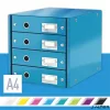 Irattároló, laminált karton, 4 fiókos, LEITZ "Click&Store", kék