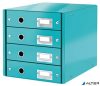 Irattároló, laminált karton, 4 fiókos, LEITZ "Click&Store", jégkék