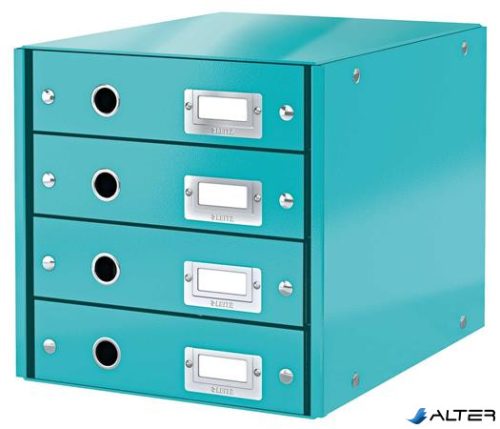 Irattároló, laminált karton, 4 fiókos, LEITZ "Click&Store", jégkék