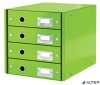 Irattároló, laminált karton, 4 fiókos, LEITZ "Click&Store", zöld