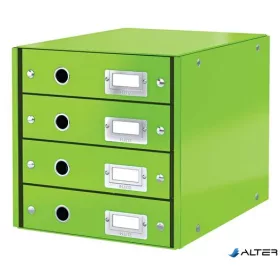   Irattároló, laminált karton, 4 fiókos, LEITZ "Click&Store", zöld