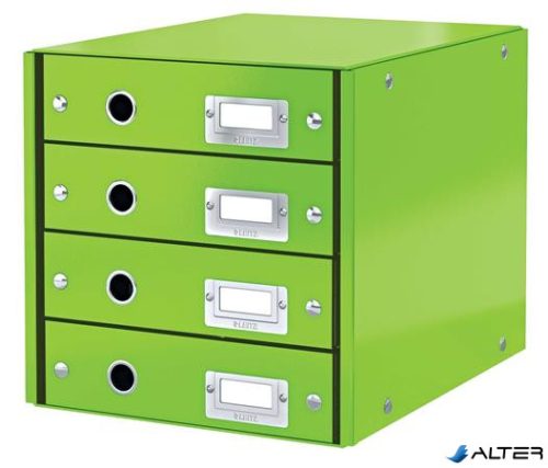 Irattároló, laminált karton, 4 fiókos, LEITZ "Click&Store", zöld