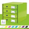Irattároló, laminált karton, 4 fiókos, LEITZ "Click&Store", zöld