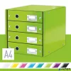 Irattároló, laminált karton, 4 fiókos, LEITZ "Click&Store", zöld
