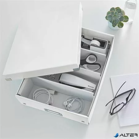 Doboz, rendszerező, M méret, LEITZ "Click&Store", fehér