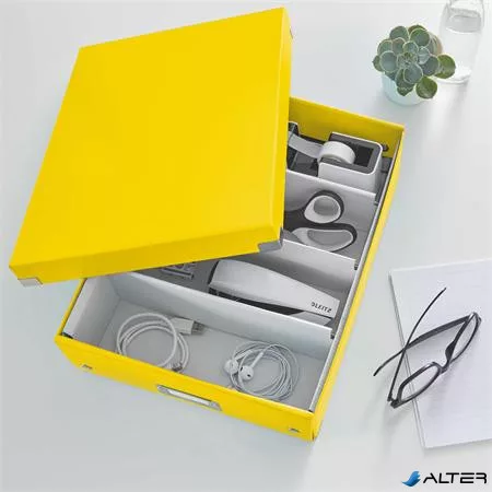 Doboz, rendszerező, M méret, LEITZ "Click&Store", sárga