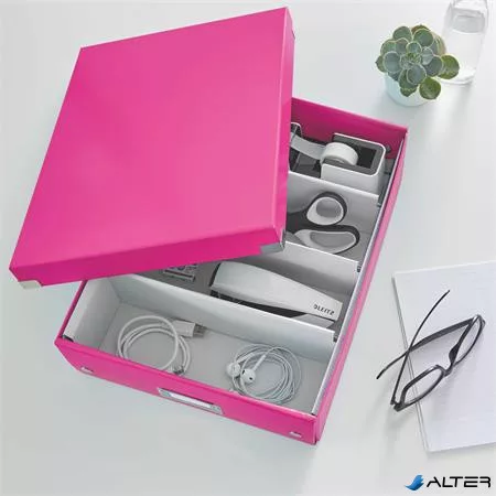 Doboz, rendszerező, M méret, LEITZ "Click&Store", rózsaszín