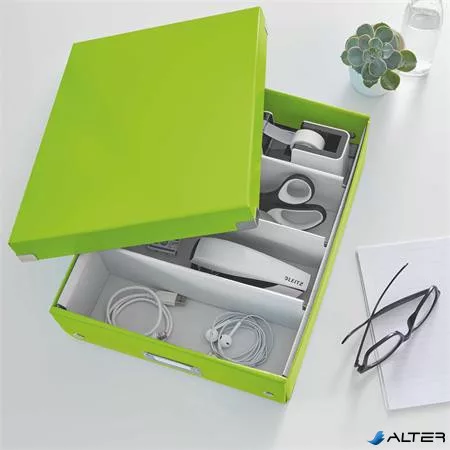Doboz, rendszerező, M méret, LEITZ "Click&Store", zöld