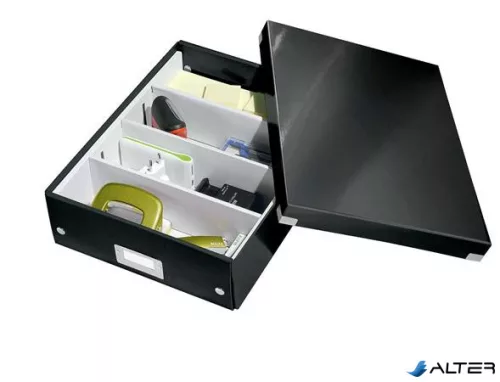 Doboz, rendszerező, M méret, LEITZ "Click&Store", fekete