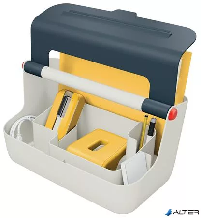 Tárolódoboz, mobil, fogantyúval, LEITZ "Cosy", bársony szürke