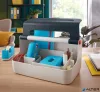 Tárolódoboz, mobil, fogantyúval, LEITZ "Cosy", bársony szürke