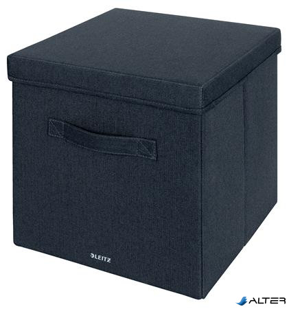 Doboz, szövet borítású, L méret, LEITZ "Fabric", sötétszürke